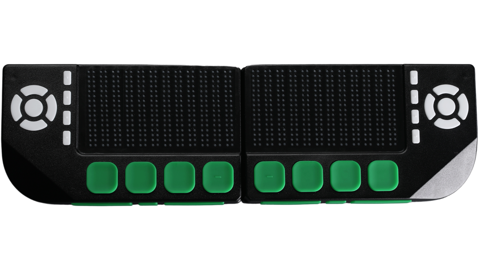 Image of the Cadence Pro with two tactile displays joined side by side and dual sets of input buttons.